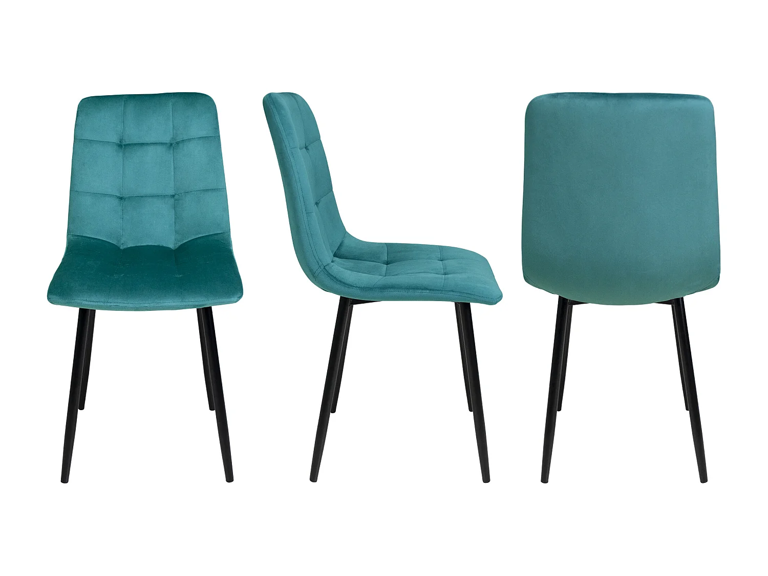 Sedia da pranzo imbottita in tessuto verde petrolio mod. Karima (2pz.)