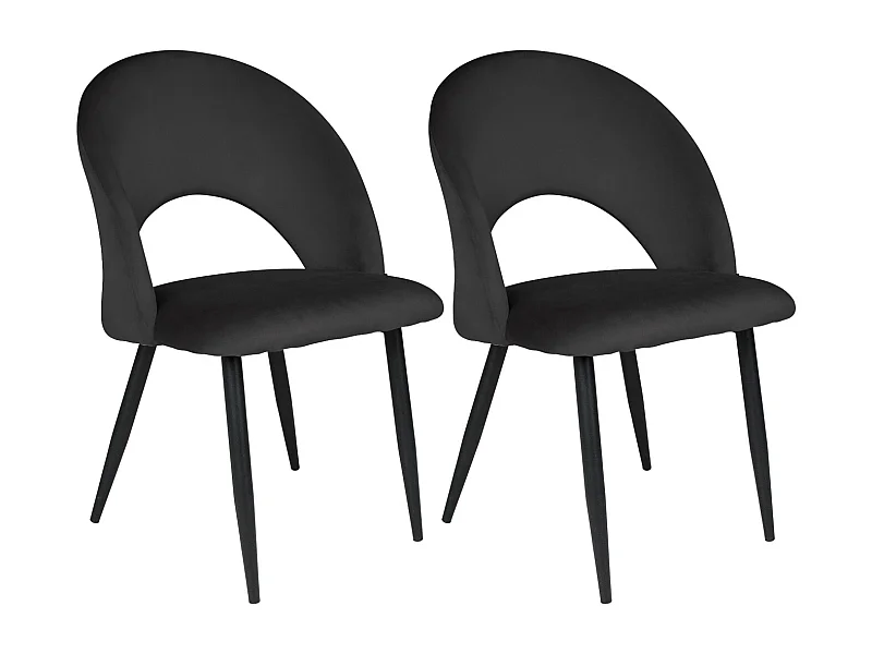 Sedia da pranzo imbottita in velluto nero mod. Zoe (2pz.)