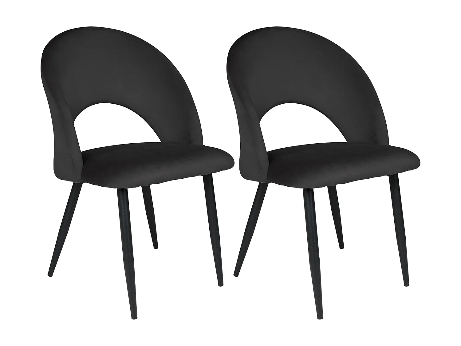 Sedia da pranzo imbottita in velluto nero mod. Zoe (2pz.)