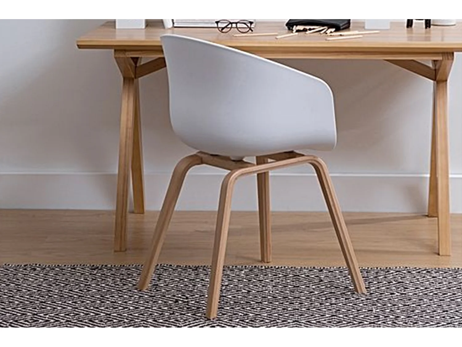 Sedia da pranzo bianca, poltrona in stile scandinavo (2 Pz.)