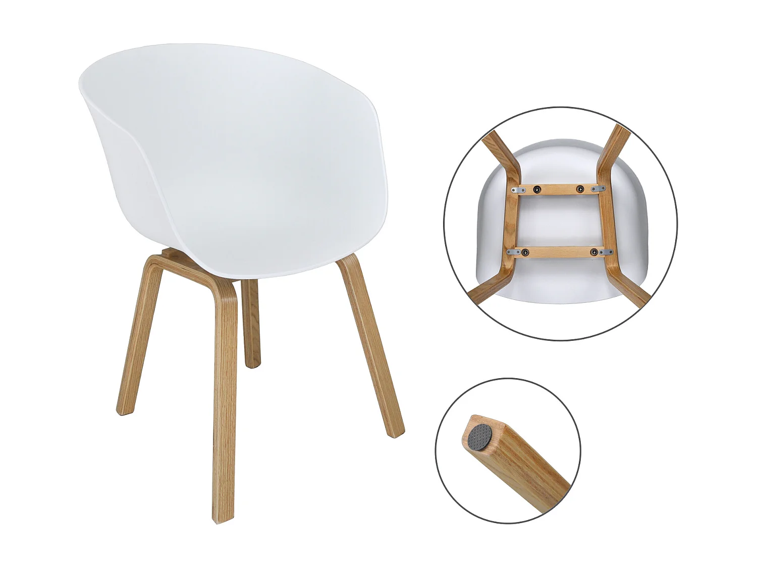 Sedia da pranzo bianca, poltrona in stile scandinavo (2 Pz.)