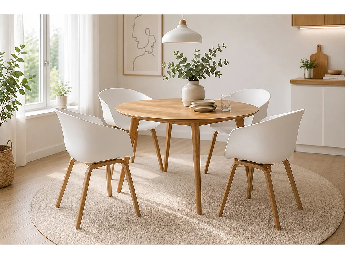 Sedia da pranzo bianca, poltrona in stile scandinavo (2 Pz.)