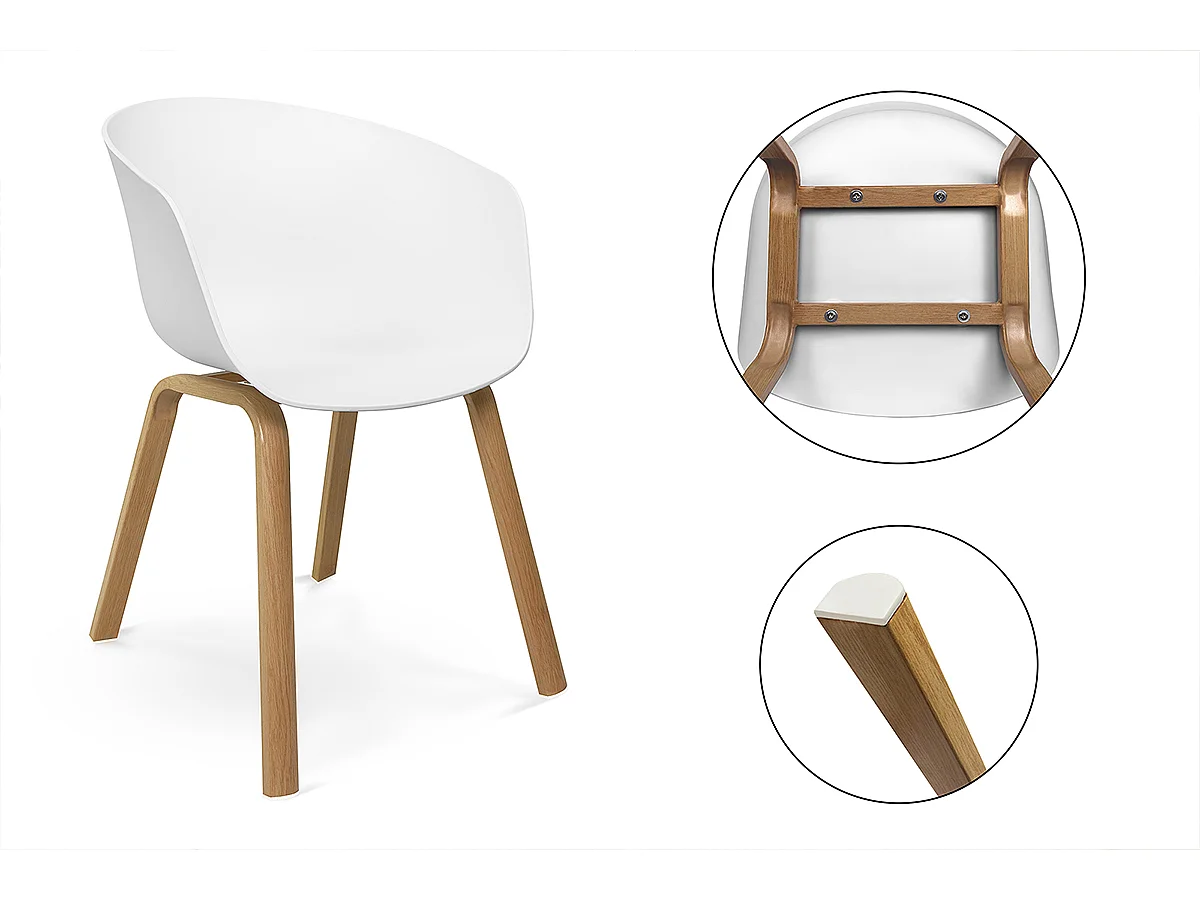 Sedia da pranzo bianca, poltrona in stile scandinavo (2 Pz.)