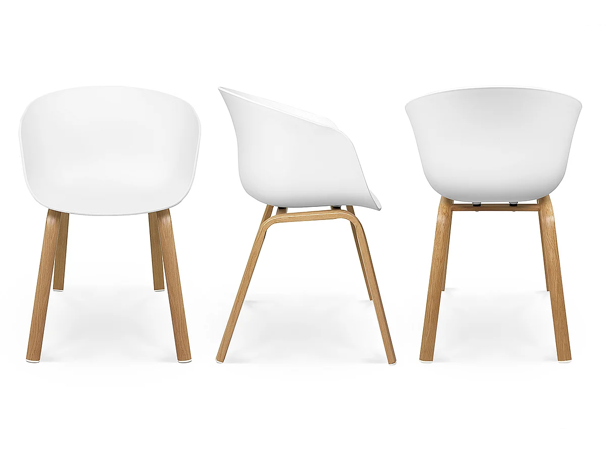 Sedia da pranzo bianca, poltrona in stile scandinavo (2 Pz.)