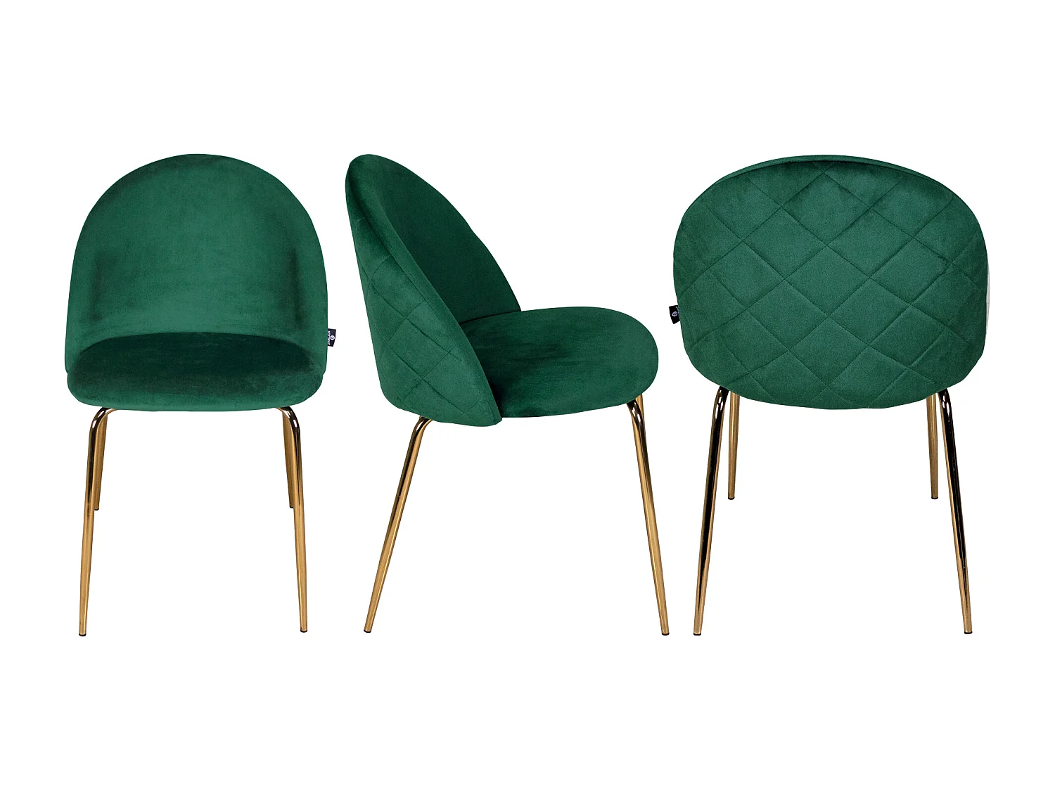 Sedia da pranzo imbottita in velluto verde scuro mod. Nicole (2 Pz.)