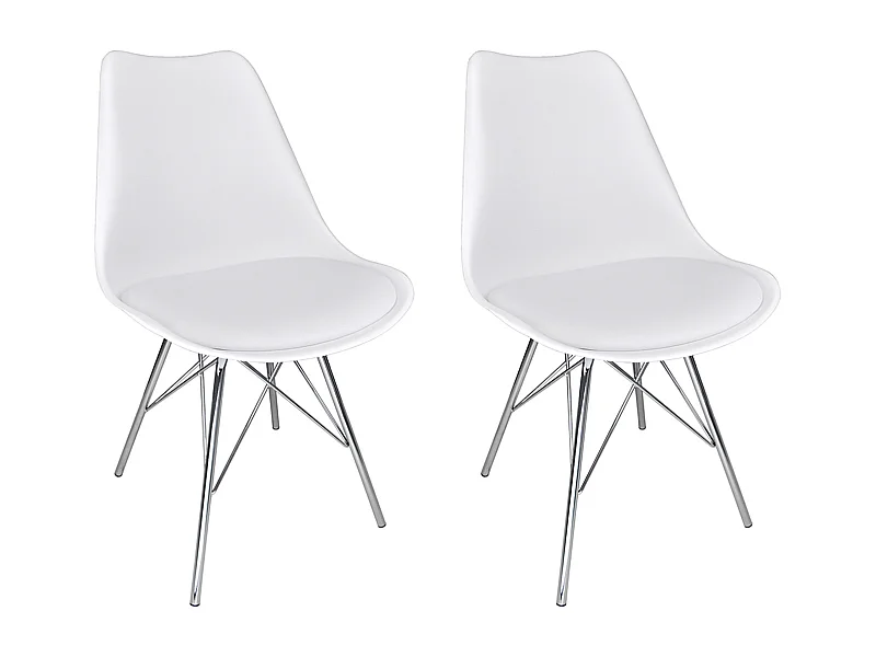 Sedia in polipropilene bianco e piede in metallo cromato mod. Alex (2 Pz.)