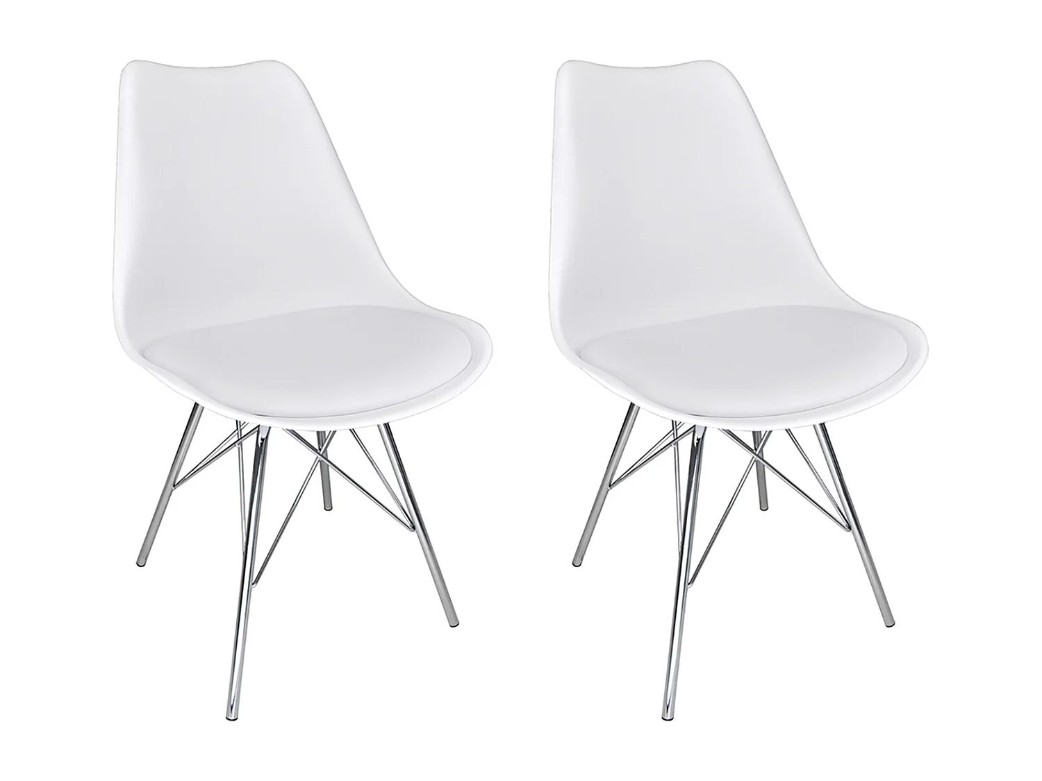 Sedia in polipropilene bianco e piede in metallo cromato mod. Alex (2 Pz.)