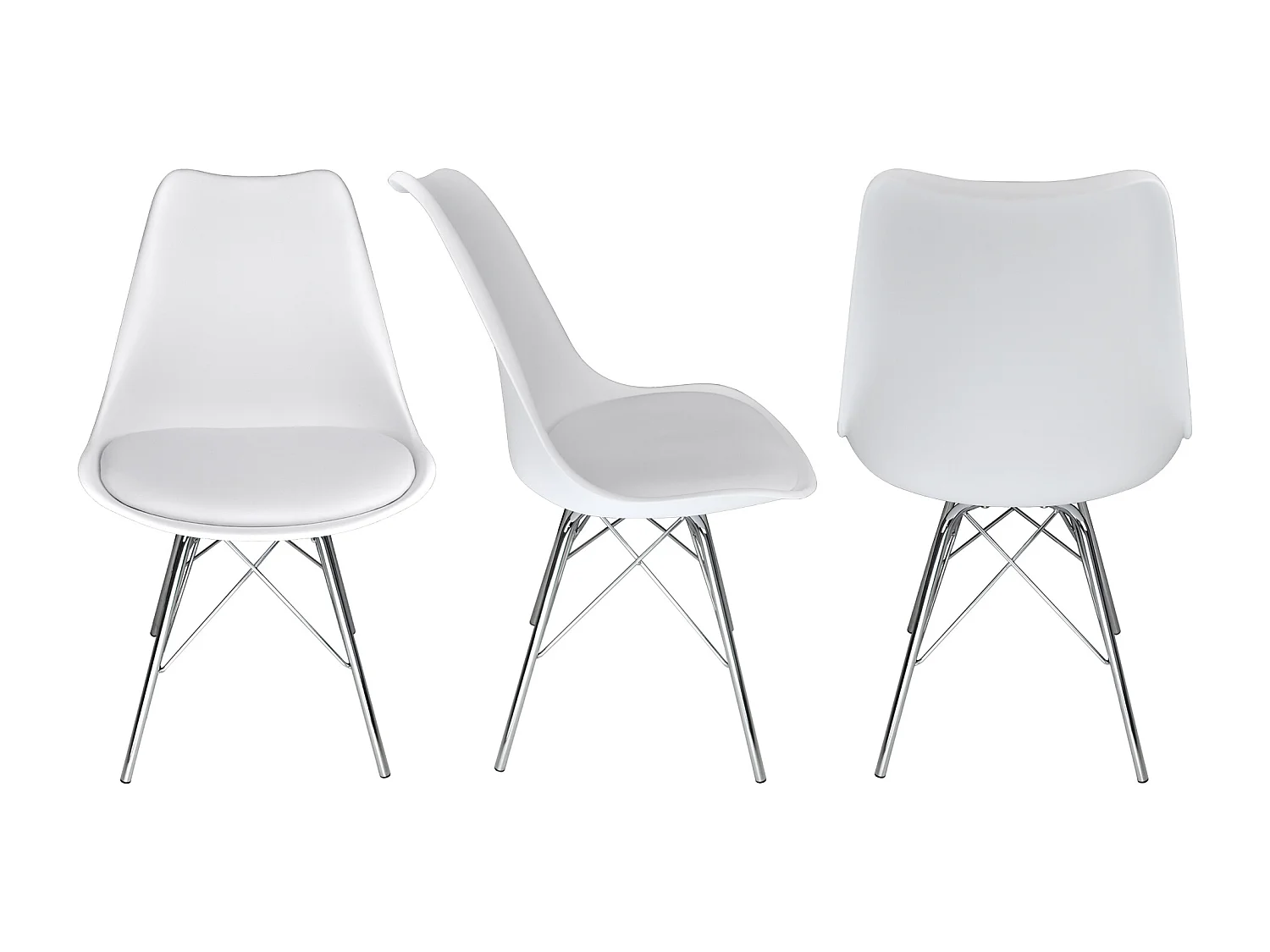 Sedia in polipropilene bianco e piede in metallo cromato mod. Alex (2 Pz.)