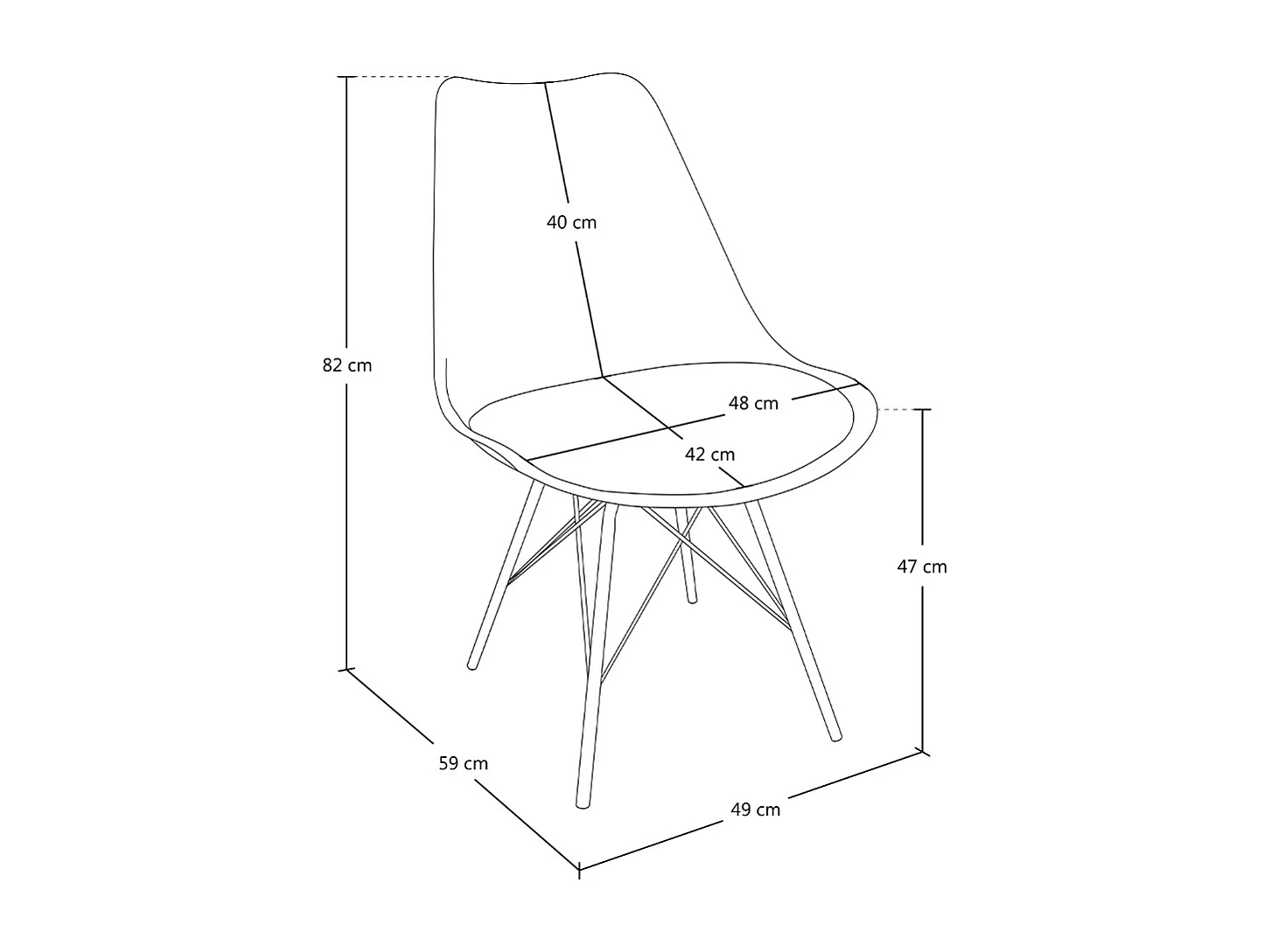 Sedia in polipropilene bianco e piede in metallo cromato mod. Alex (2 Pz.)