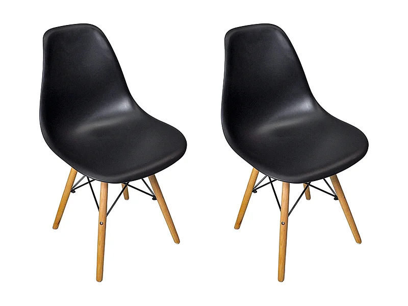 Sedia in plastica nera con piede in legno (2pz)