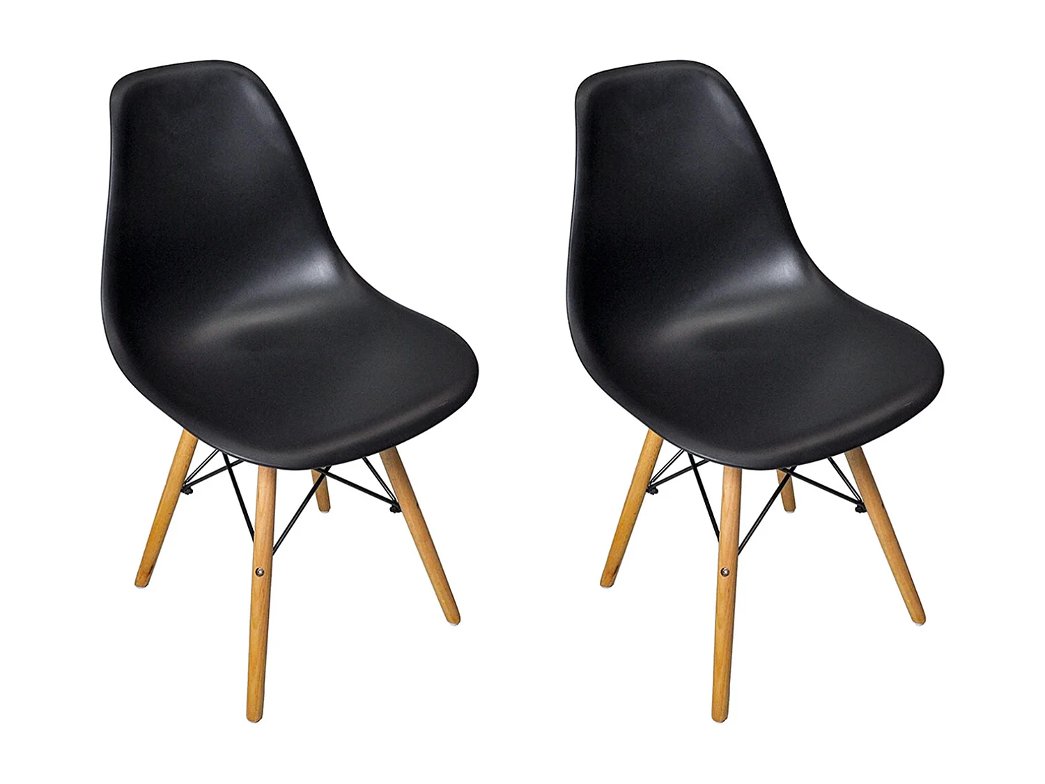 Sedia in plastica nera con piede in legno (2pz)