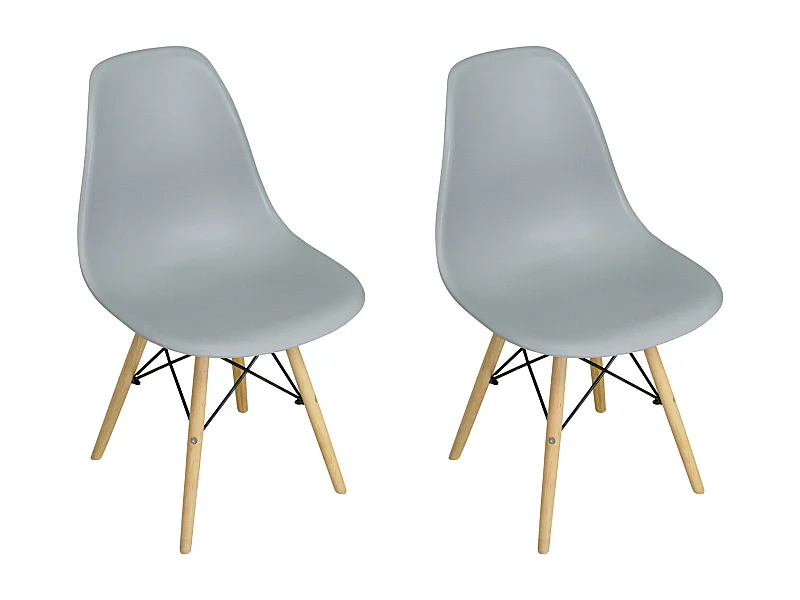 Sedia in plastica grigia con piede in legno (2pz)