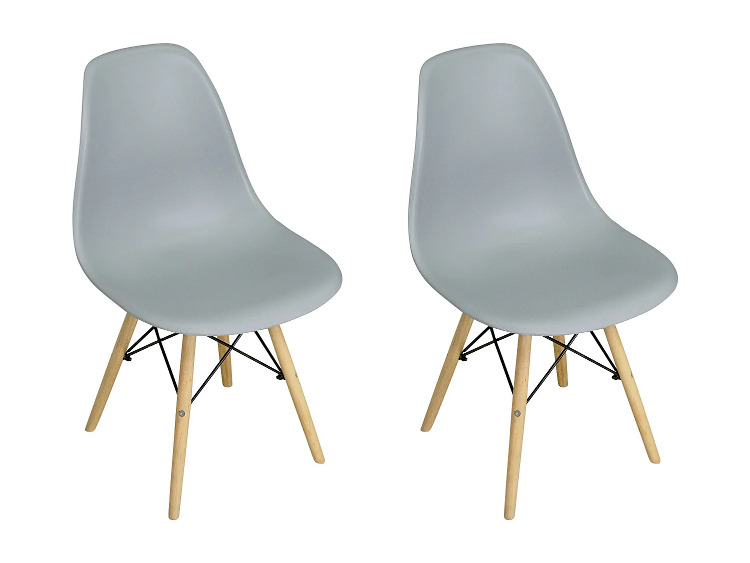 Sedia in plastica grigia con piede in legno (2pz)