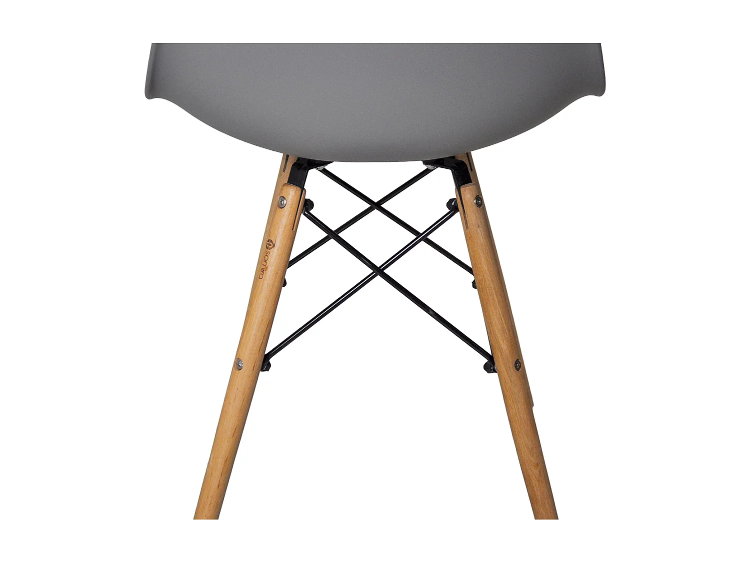 Sedia in plastica grigia con piede in legno (2pz)