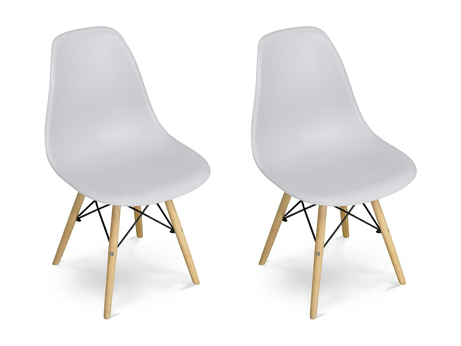 Sedia in plastica grigia con piede in legno (2pz)