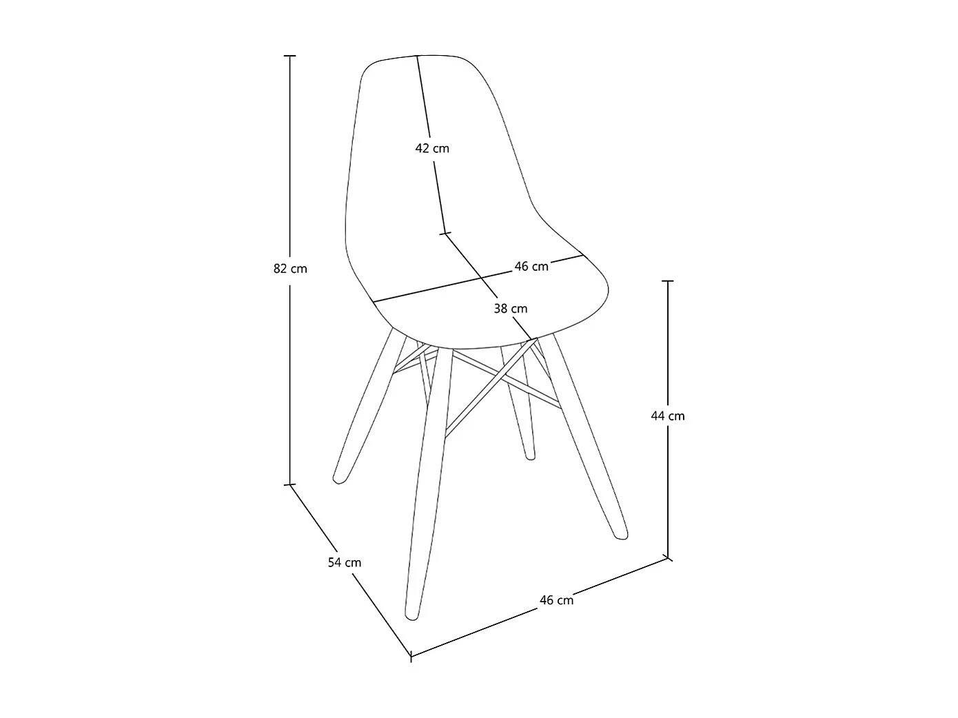 Sedia in plastica grigia con piede in legno (2pz)
