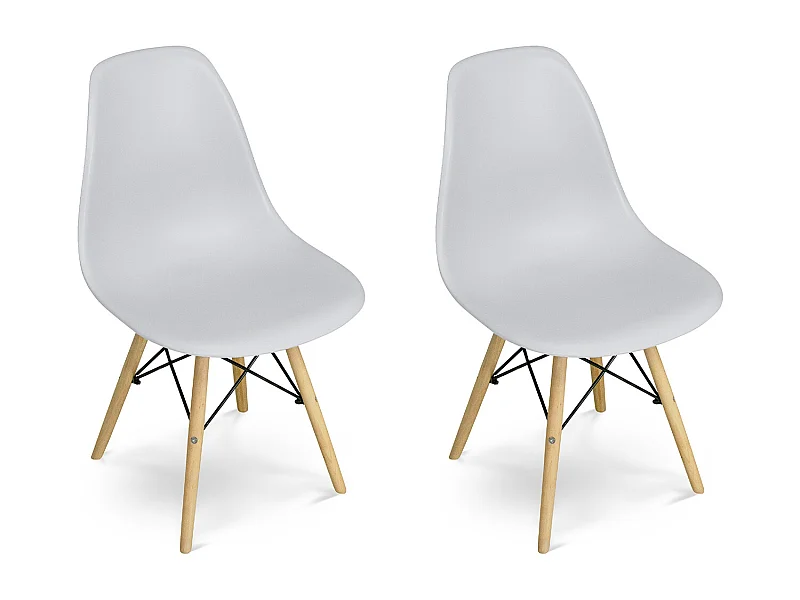 Sedia in plastica grigia con piede in legno (2pz)