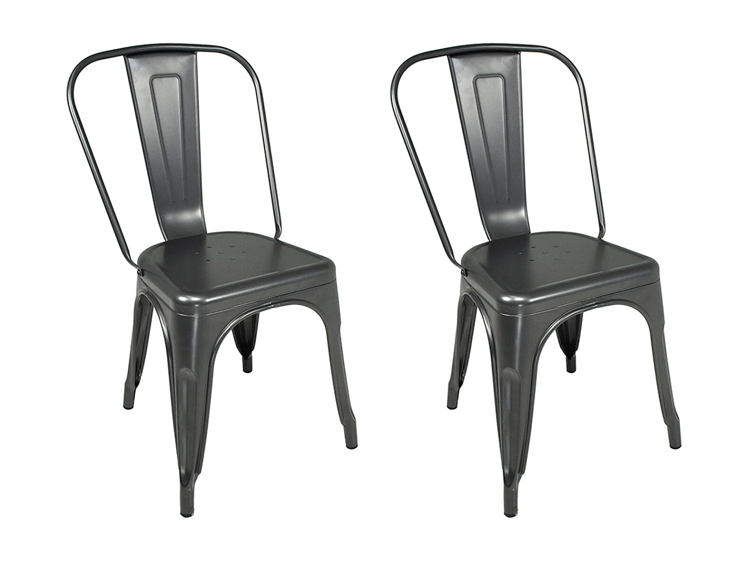 Sedia industriale in metallo grigio, sedia impilabile mod. Maggie (2 Pz.)