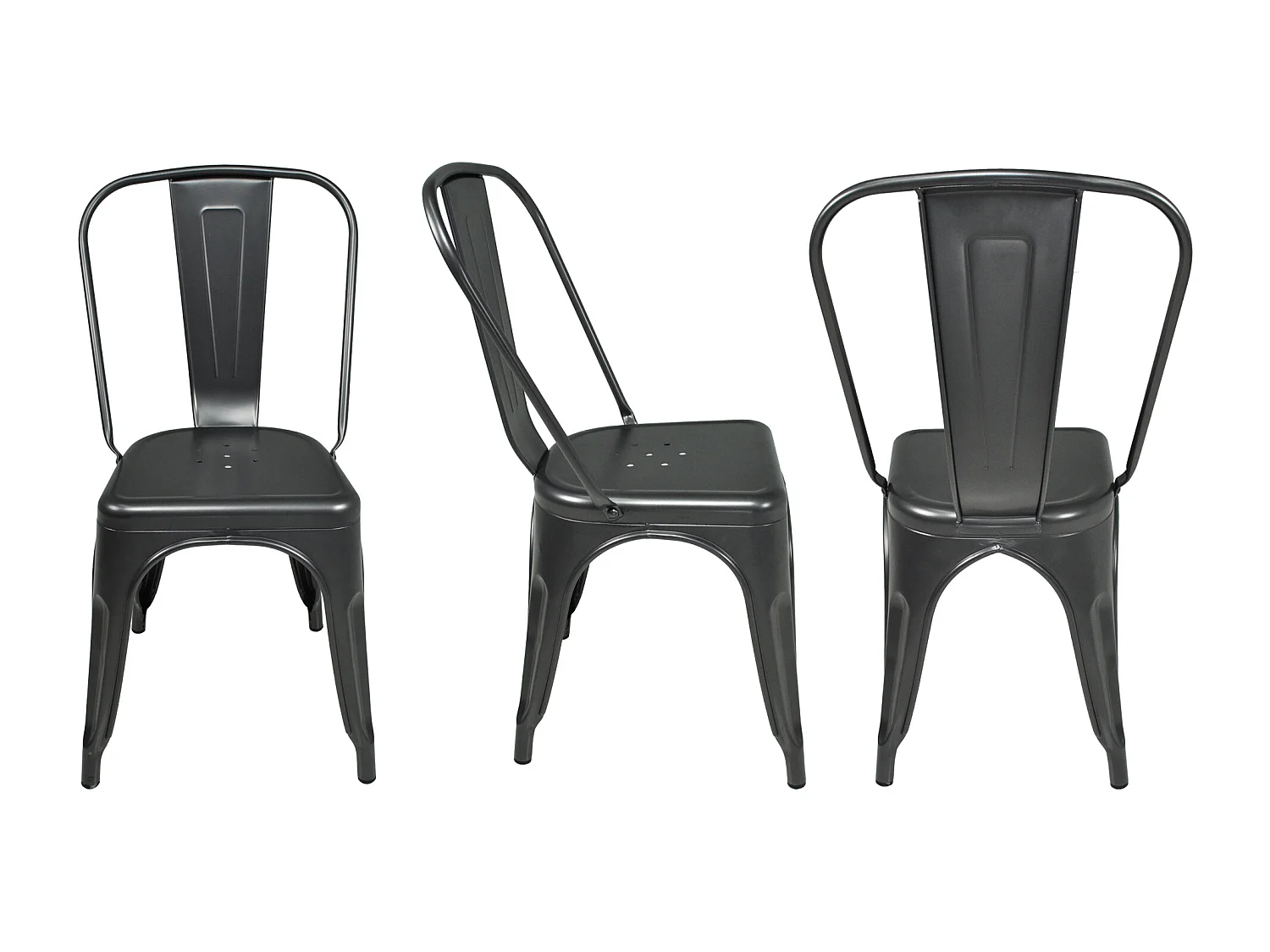 Sedia industriale in metallo grigio, sedia impilabile mod. Maggie (2 Pz.)