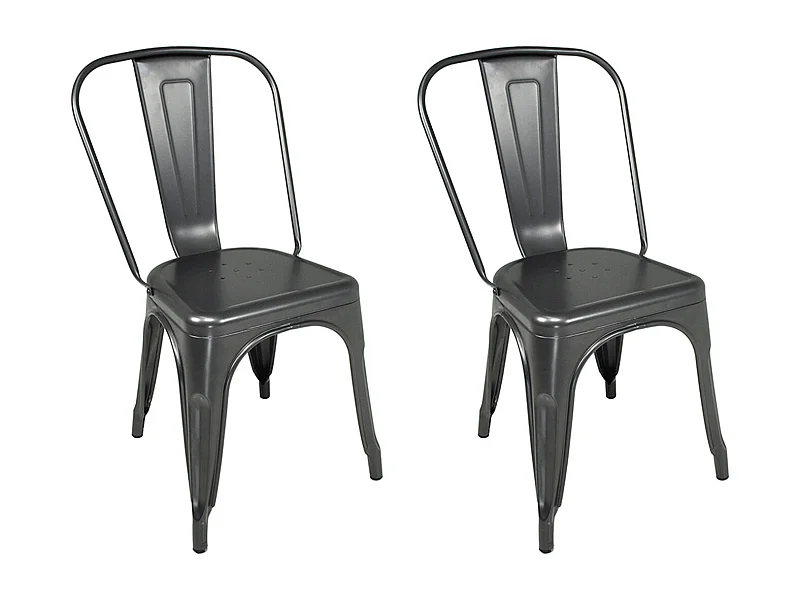 Sedia industriale in metallo grigio, sedia impilabile mod. Maggie (2 Pz.)