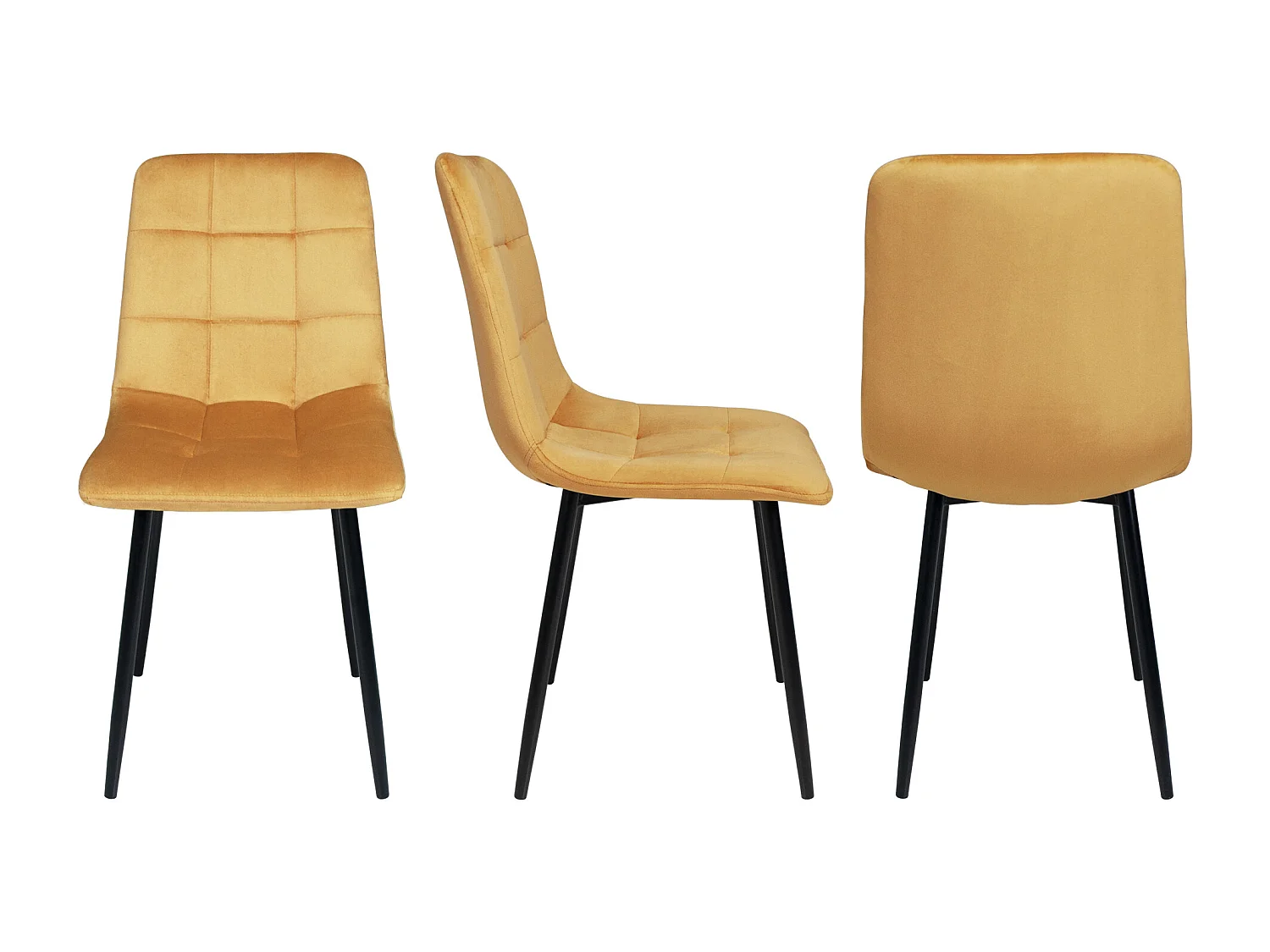 Sedia da pranzo imbottita in velluto giallo senape mod. Karima (2pz.)