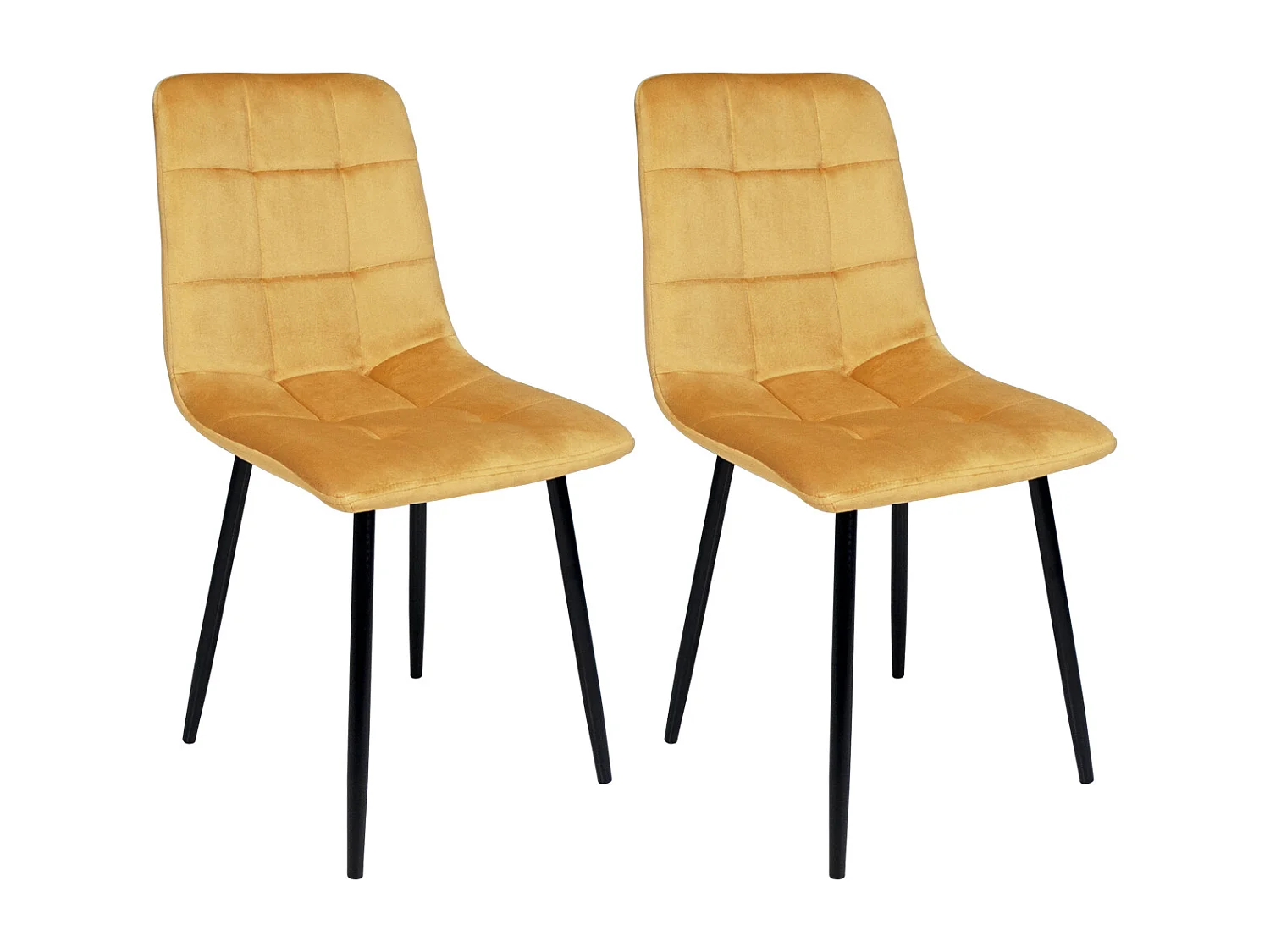 Sedia da pranzo imbottita in velluto giallo senape mod. Karima (2pz.)