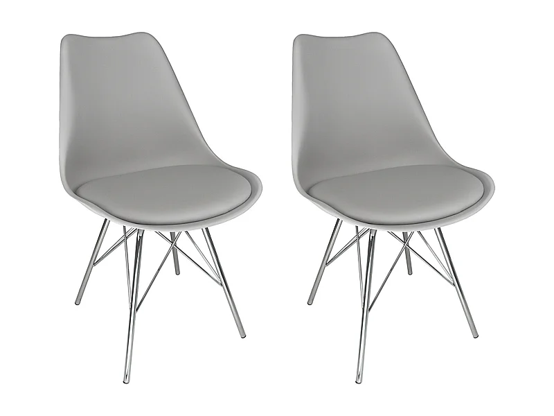 Sedia in polipropilene grigio e piede in metallo cromato mod. Alex (2 Pz.)