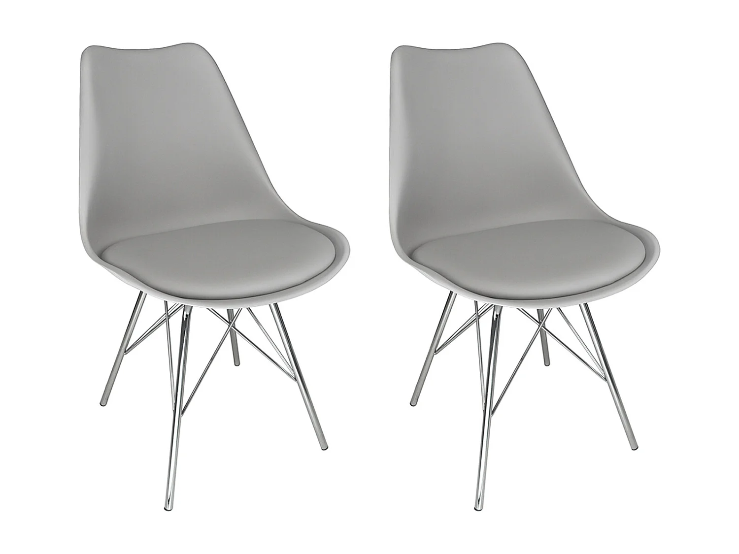 Sedia in polipropilene grigio e piede in metallo cromato mod. Alex (2 Pz.)