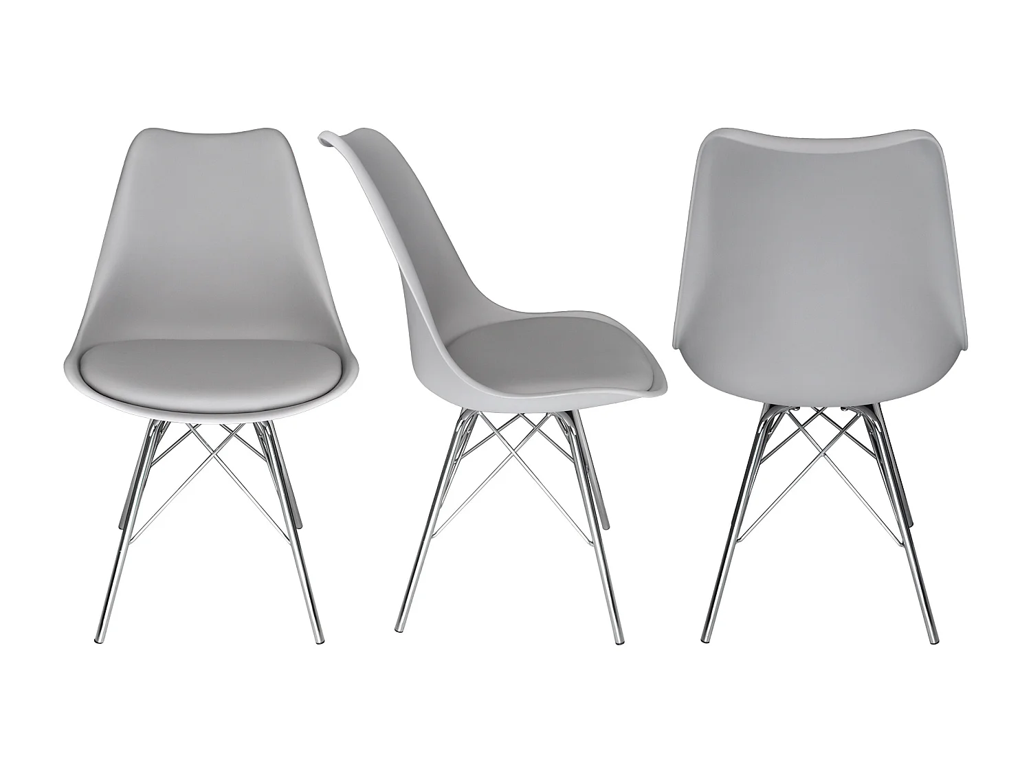 Sedia in polipropilene grigio e piede in metallo cromato mod. Alex (2 Pz.)