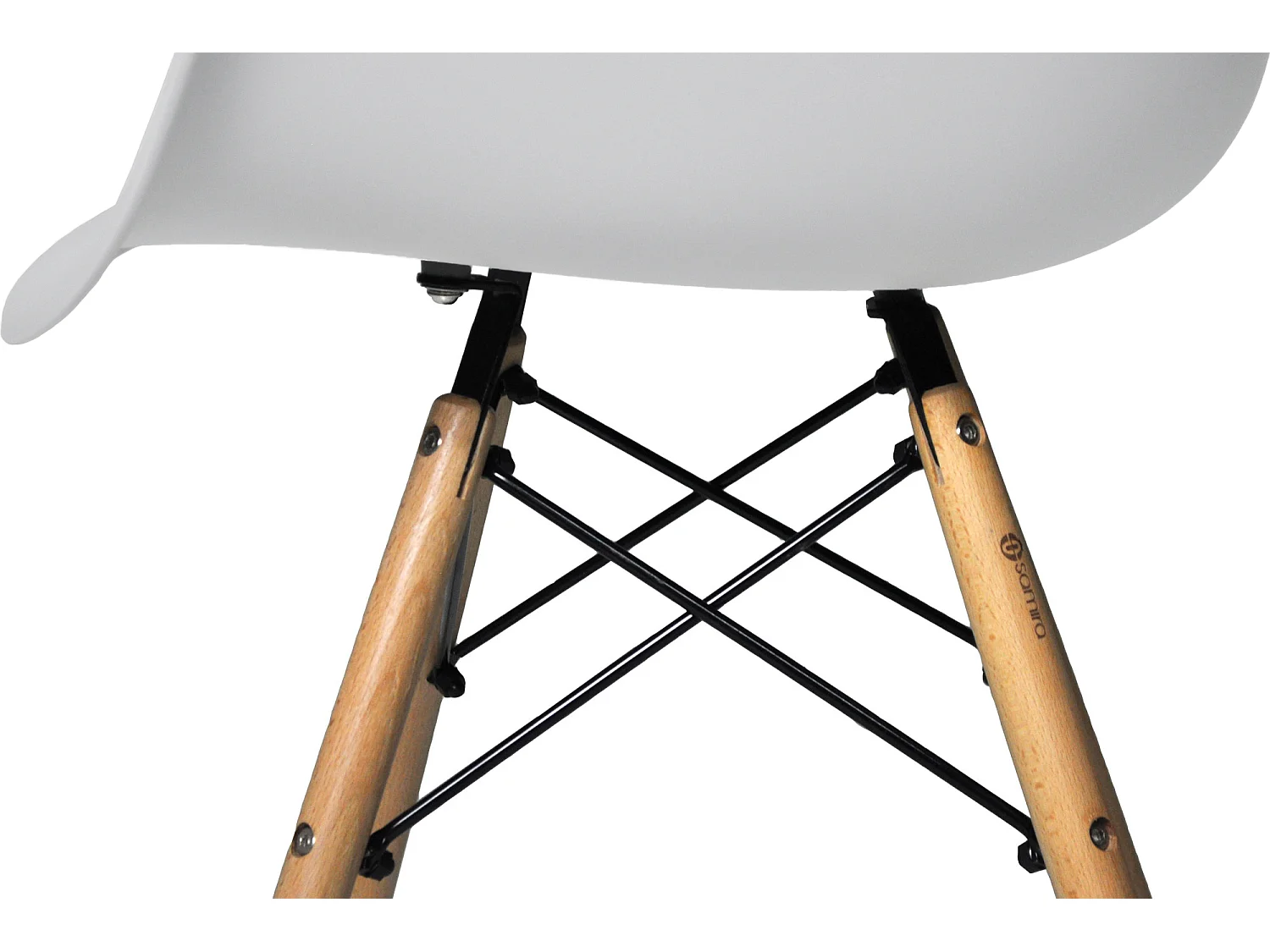 Sedia in plastica grigia, poltrona con piedi in legno (2 pz)