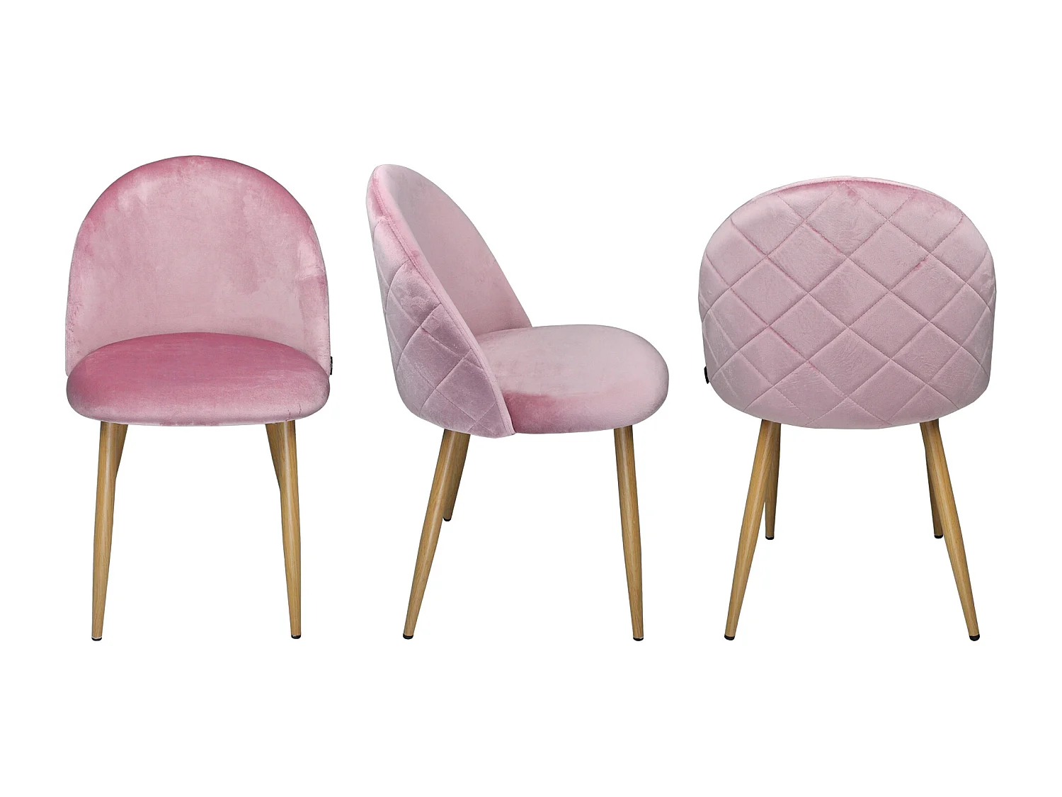 Sedia imbottita in velluto rosa mod. Sophie (2 pz)