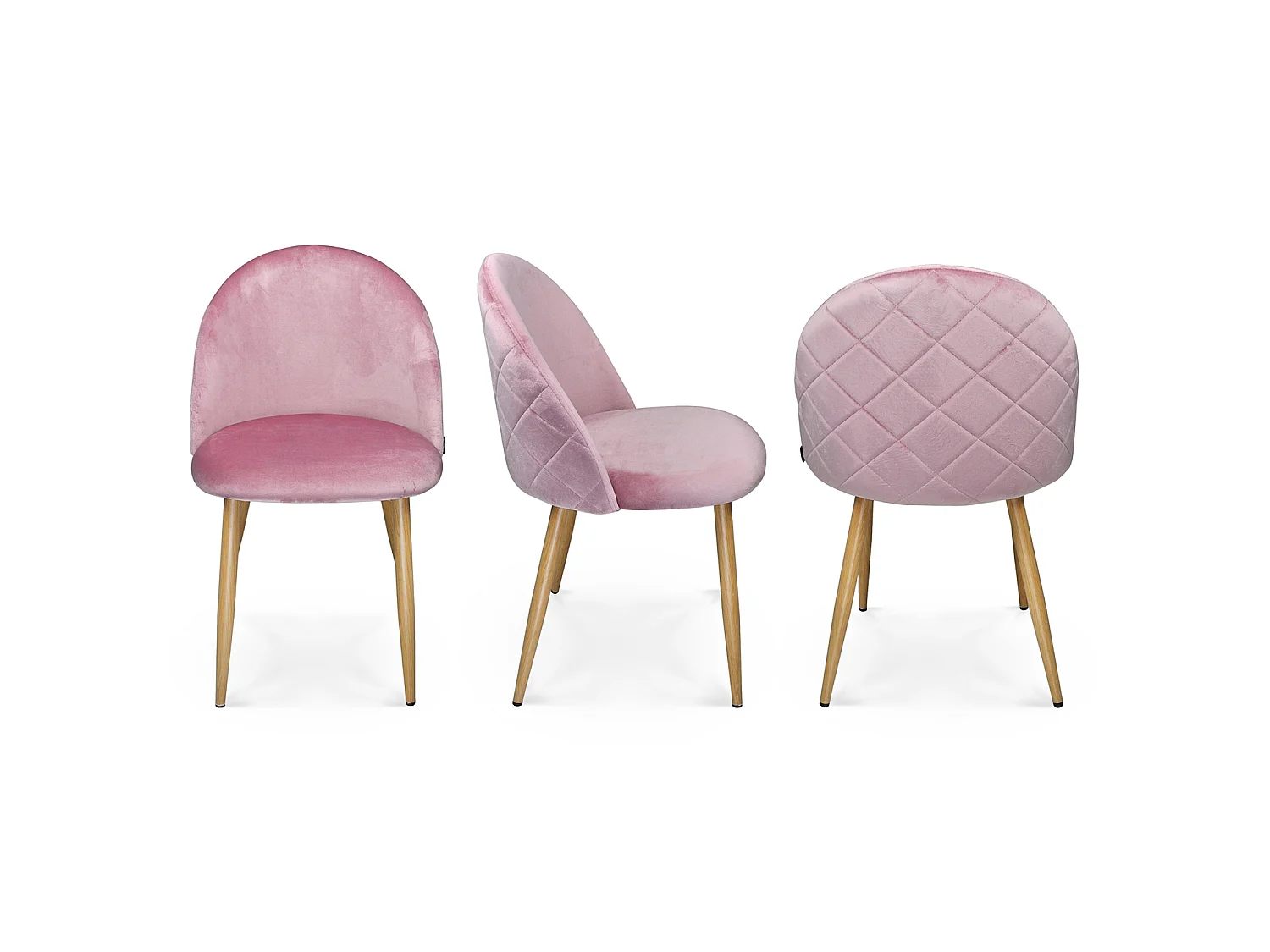 Sedia imbottita in velluto rosa - Sophie (2 pz)