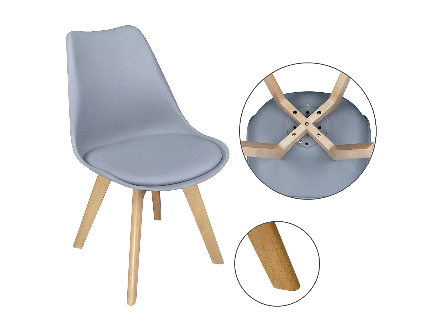 Sedia In Plastica Con Piede In Legno Mod. Mia (2 Pz.)