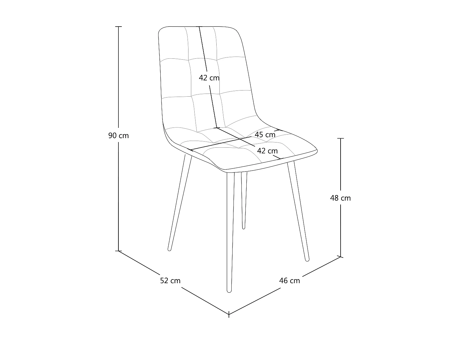 Sedia da pranzo imbottita in tessuto grigio scuro mod. Karima (2pz.)