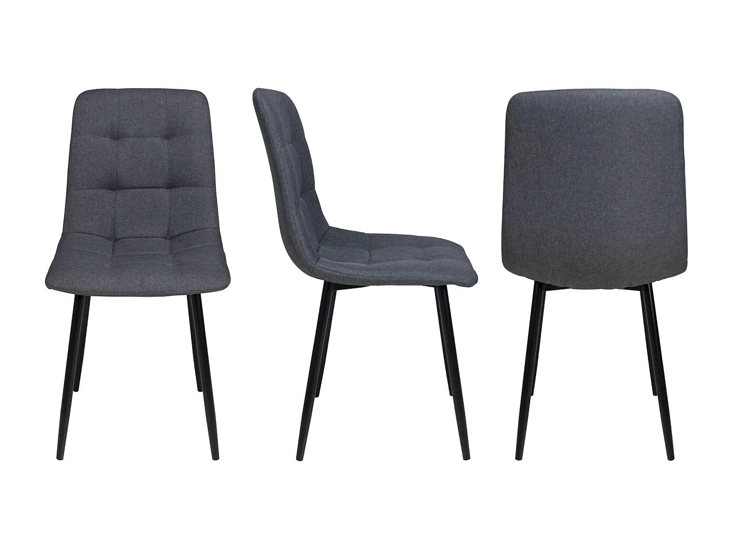 Sedia da pranzo imbottita in tessuto grigio scuro mod. Karima (2pz.)