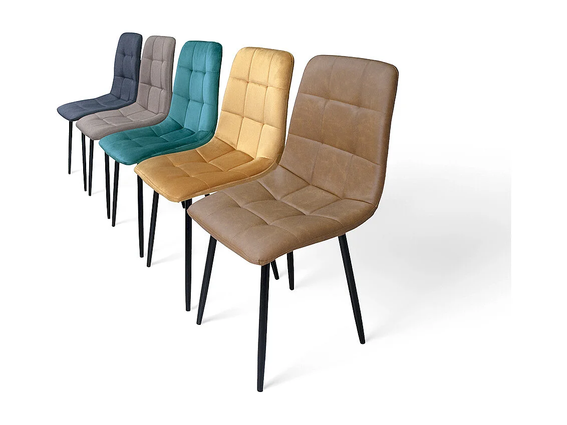 Sedia da pranzo imbottita in tessuto grigio scuro mod. Karima (2pz.)