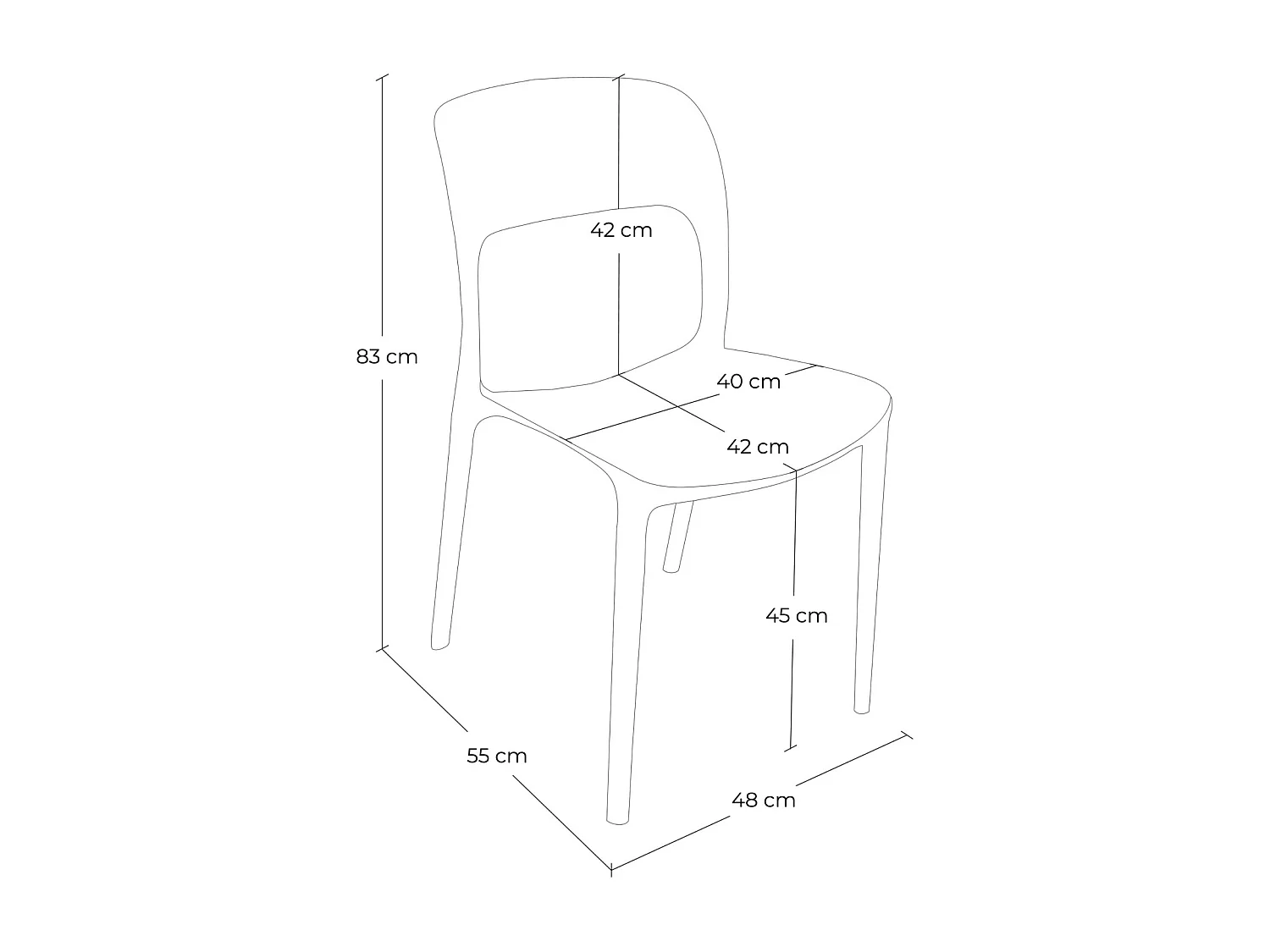 Sedia impilabile in polipropilene verde salvia mod. Maya  (2 Pz.)