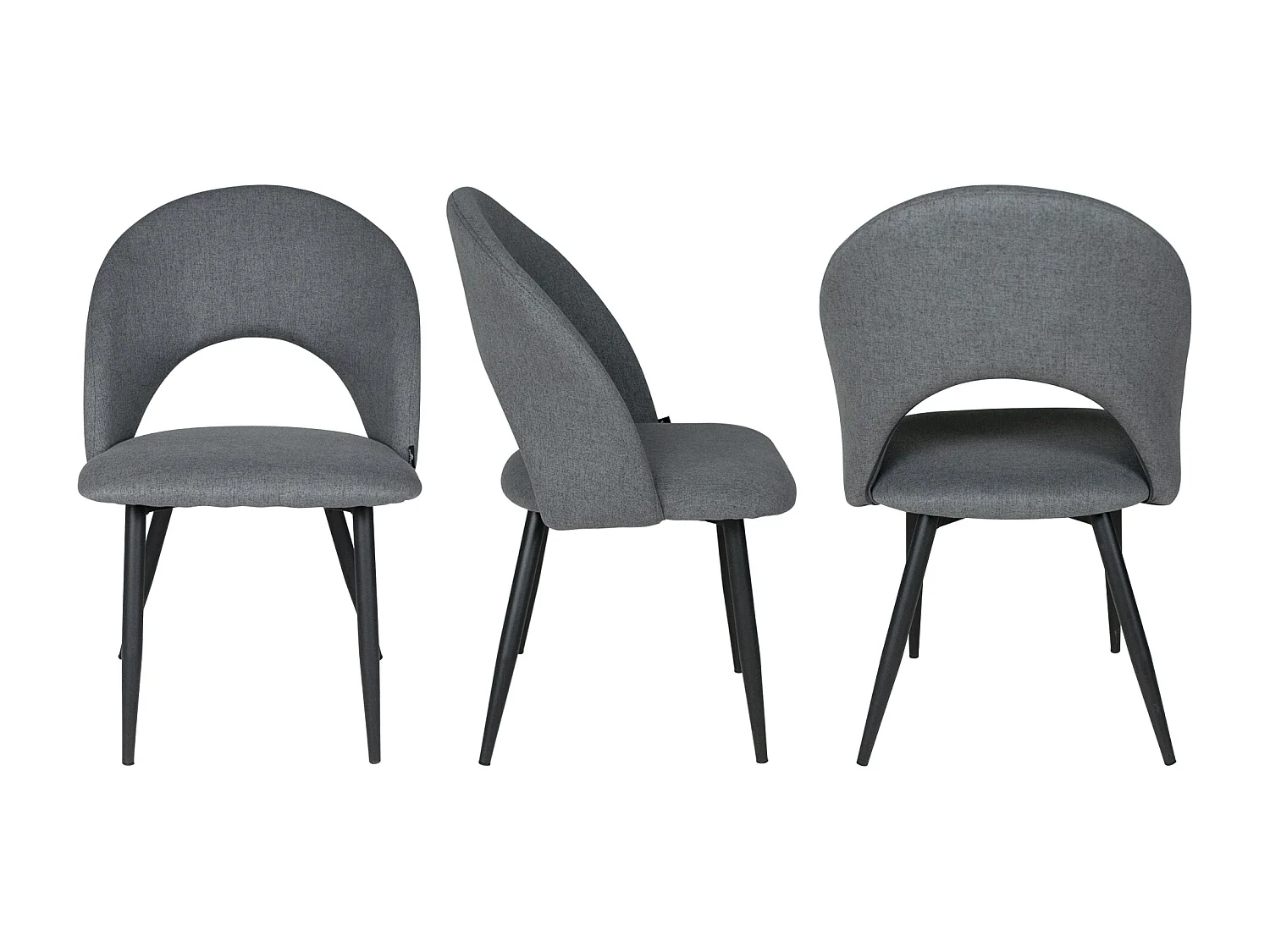 Sedia da pranzo imbottita in tessuto grigio scuro mod. Zoe (2pz.)