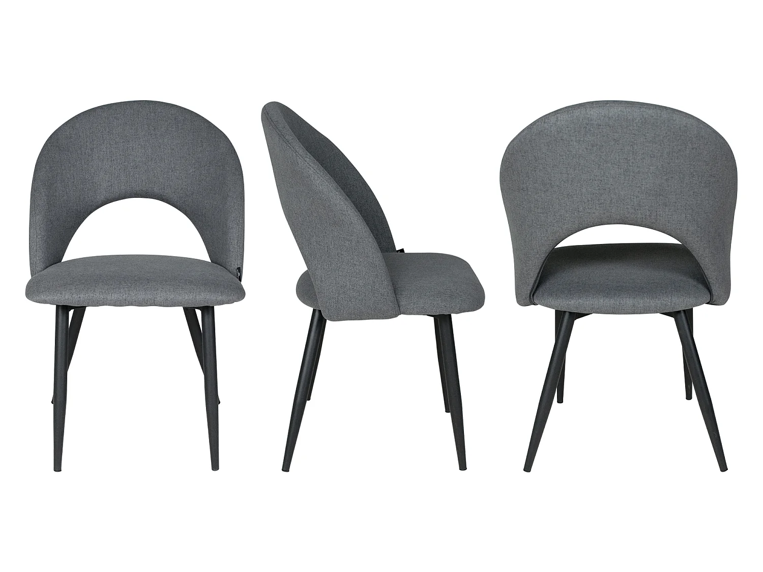 Sedia da pranzo imbottita in tessuto grigio scuro mod. Zoe (2pz.)