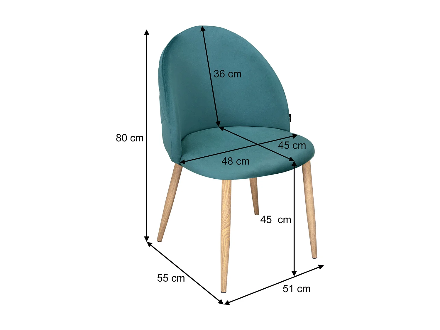 Sedia imbottita in velluto verde petrolio mod. Sophie (2 pz)