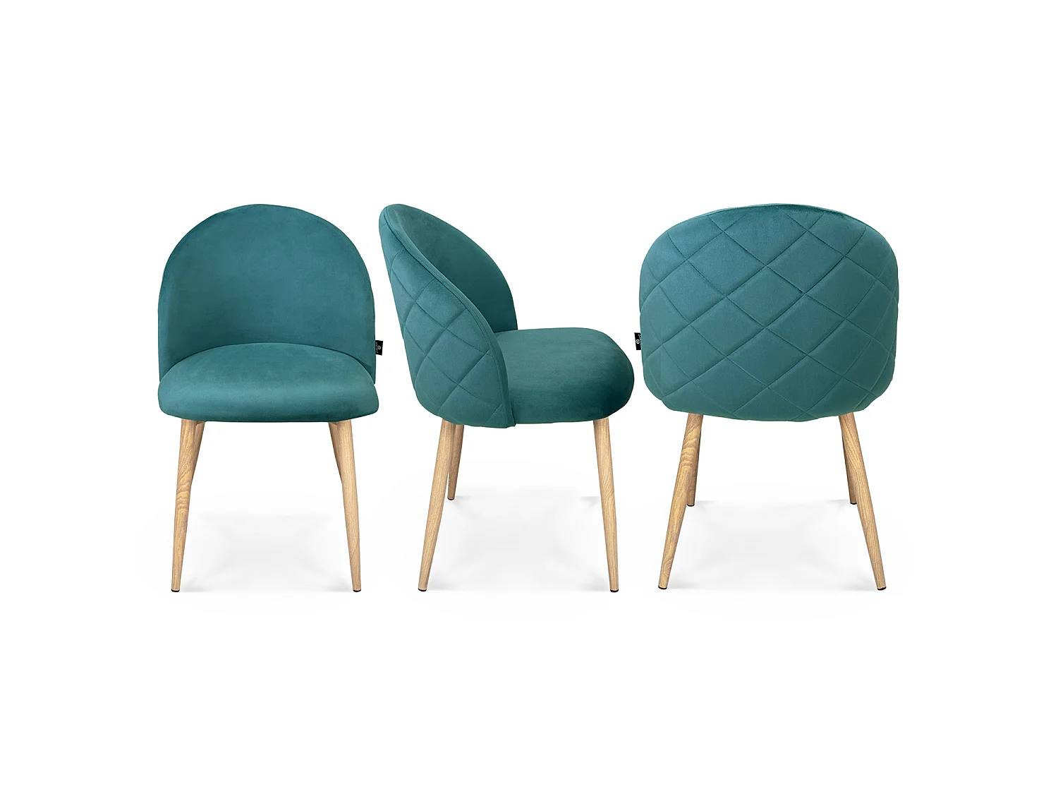 Sedia imbottita in velluto verde petrolio - Sophie (2 pz)