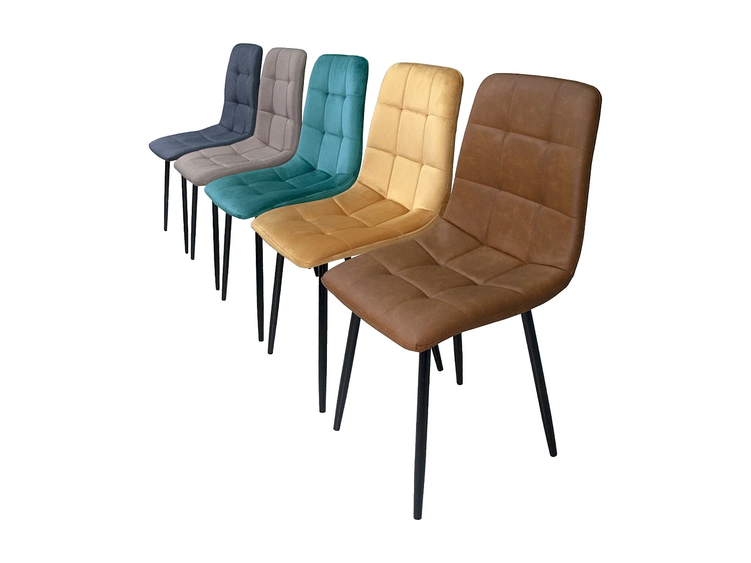 Sedia da pranzo imbottita in tessuto tortora mod. Karima (2pz.)