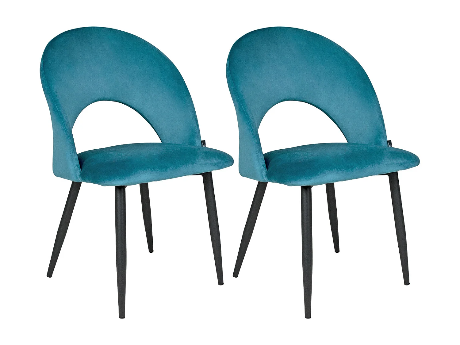 Sedia da pranzo imbottita in velluto blu petrolio scuro mod. Zoe (2pz.)