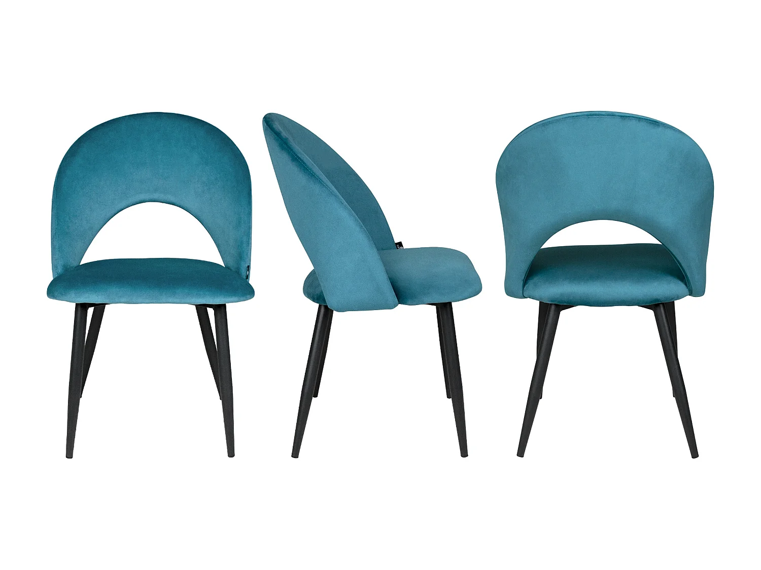 Sedia da pranzo imbottita in velluto blu petrolio scuro mod. Zoe (2pz.)