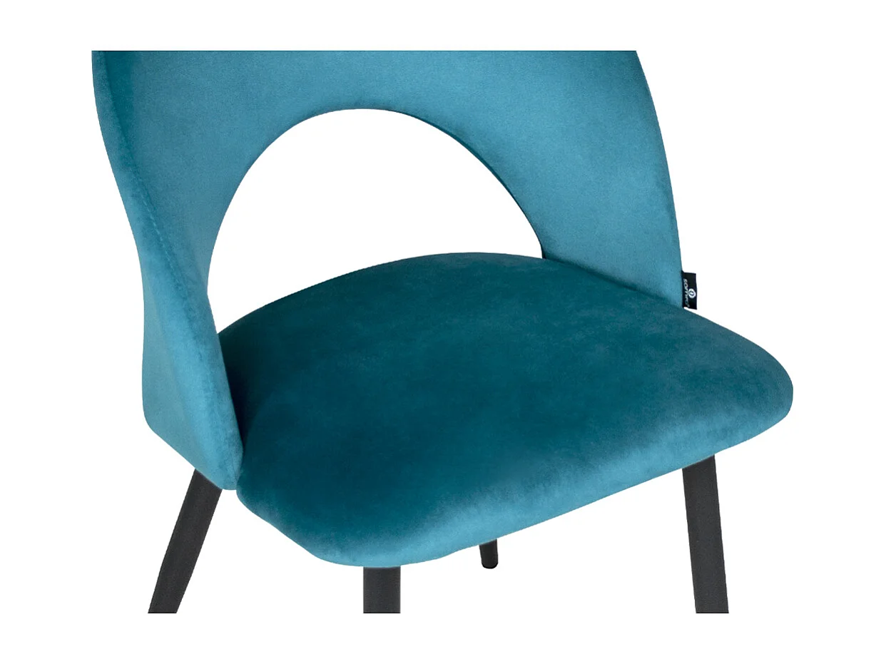 Sedia da pranzo imbottita in velluto blu petrolio scuro mod. Zoe (2pz.)