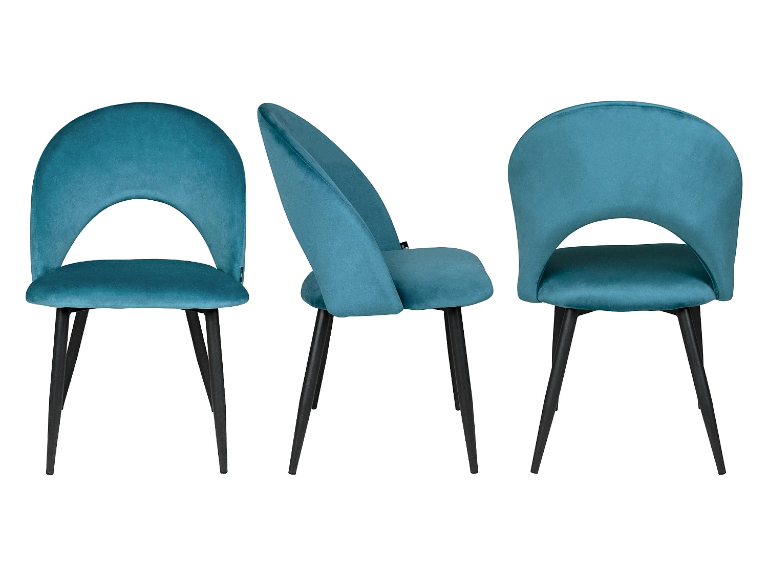 Sedia da pranzo imbottita in velluto blu petrolio scuro mod. Zoe (2pz.)