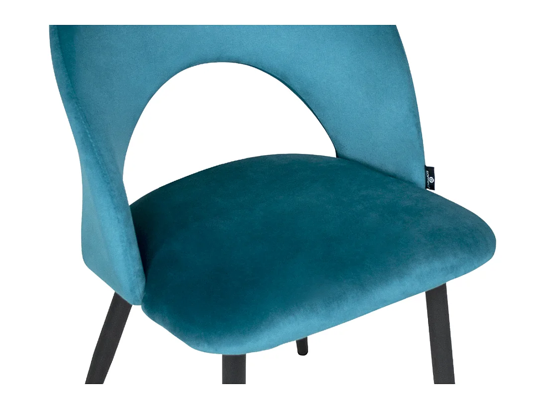 Sedia da pranzo imbottita in velluto blu petrolio scuro mod. Zoe (2pz.)