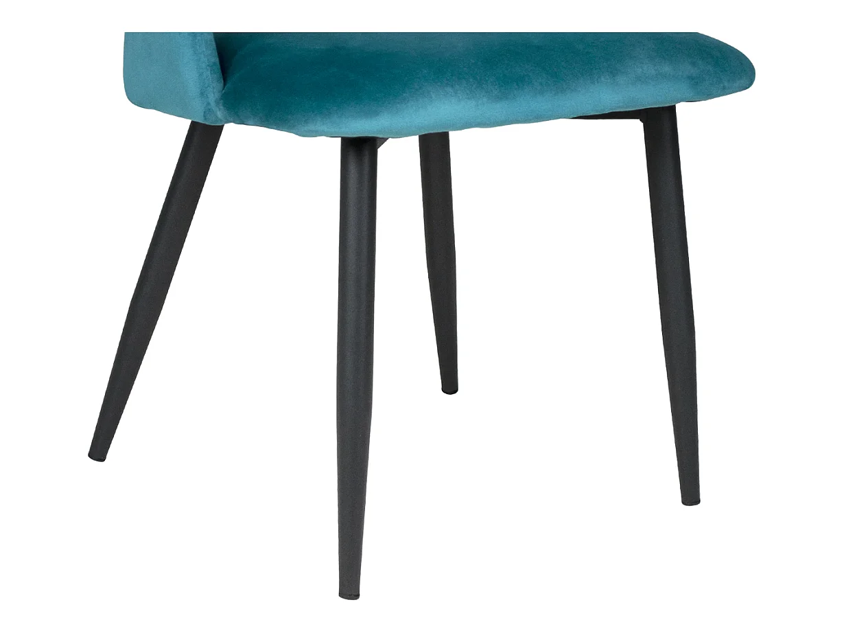 Sedia da pranzo imbottita in velluto blu petrolio scuro mod. Zoe (2pz.)
