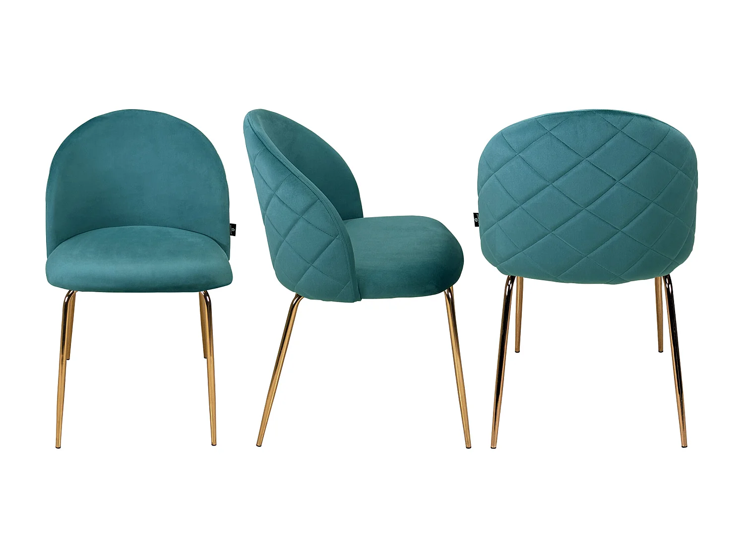 Sedia da pranzo imbottita in velluto verde petrolio mod. Nicole (2 Pz.)