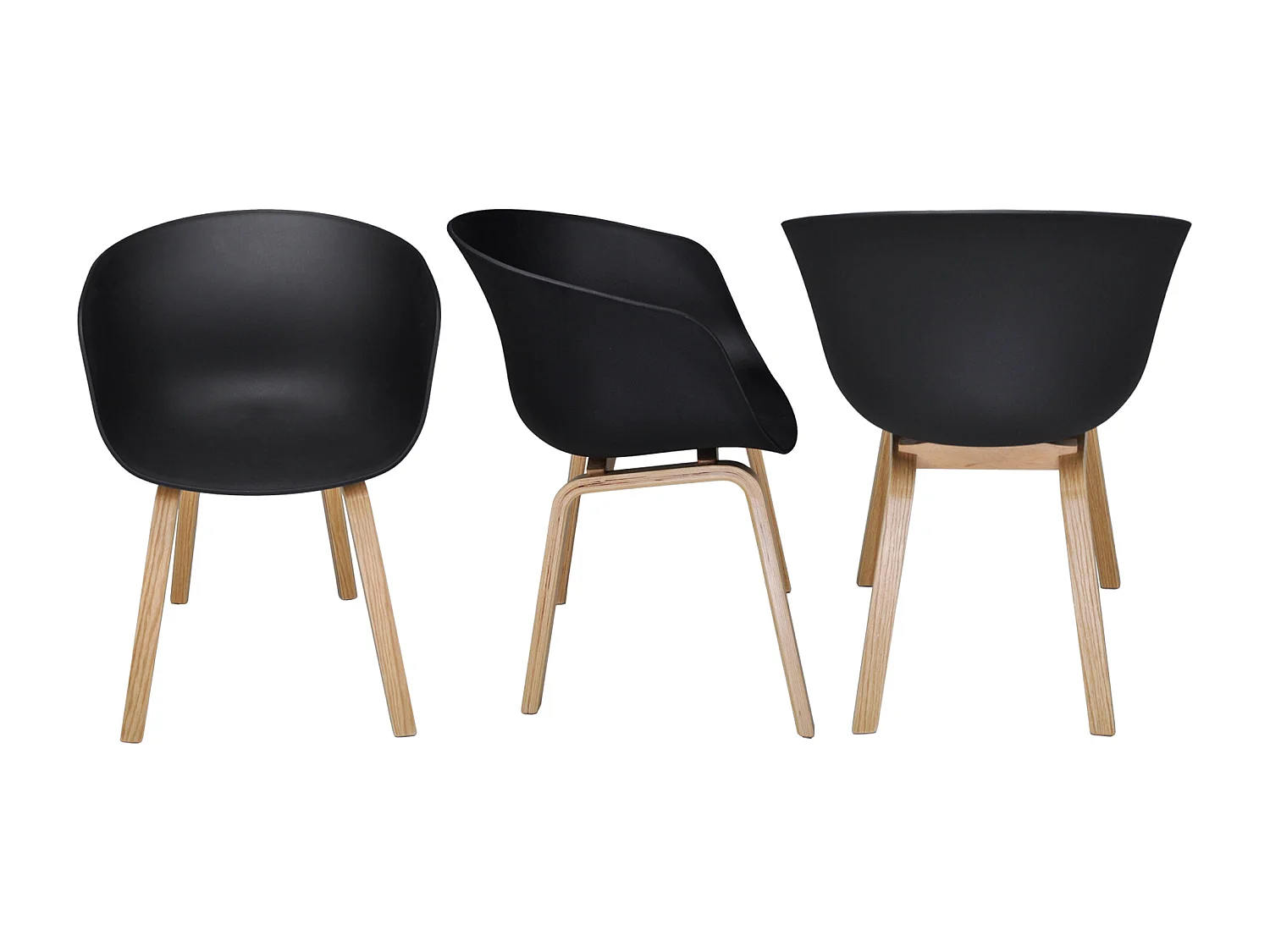 Sedia da pranzo nera, poltrona in stile scandinavo (2 Pz.)